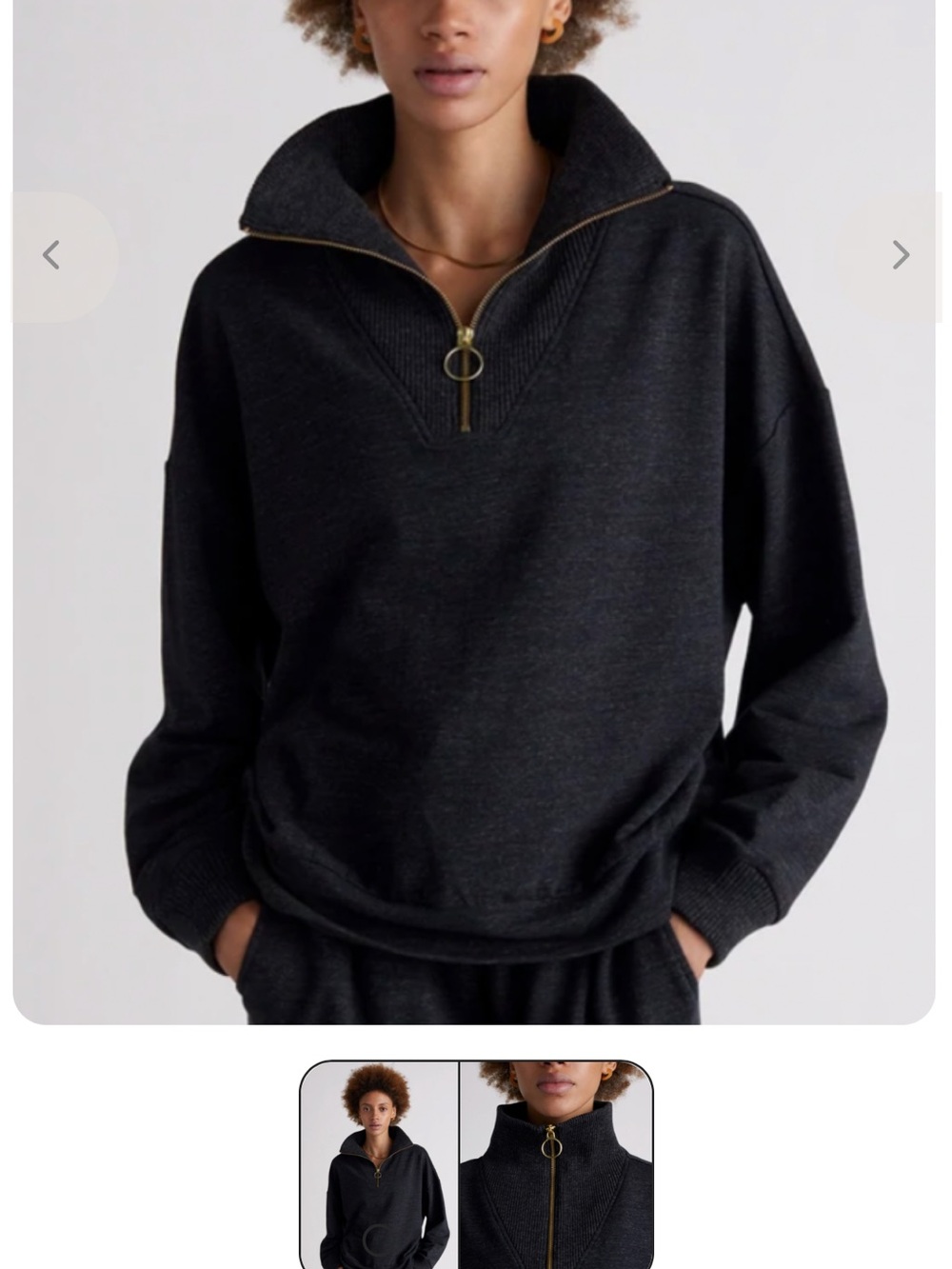 Varley Charcoal Zip-Up Sweater